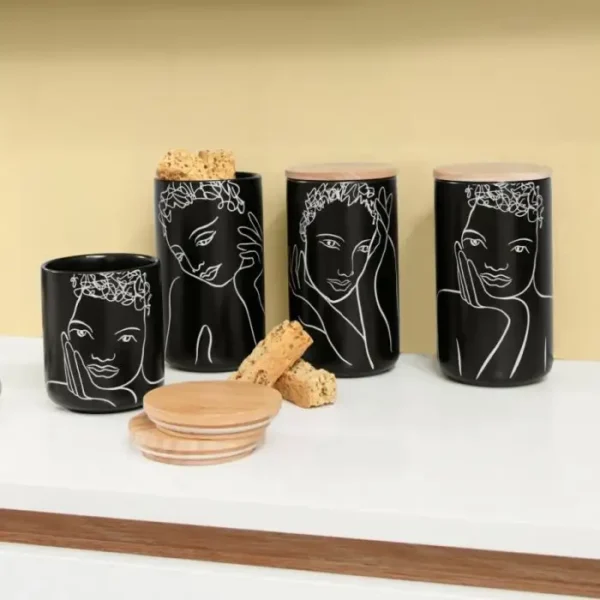 CANISTER LARGE SET OF 3 \ Sketchbook Black Mix